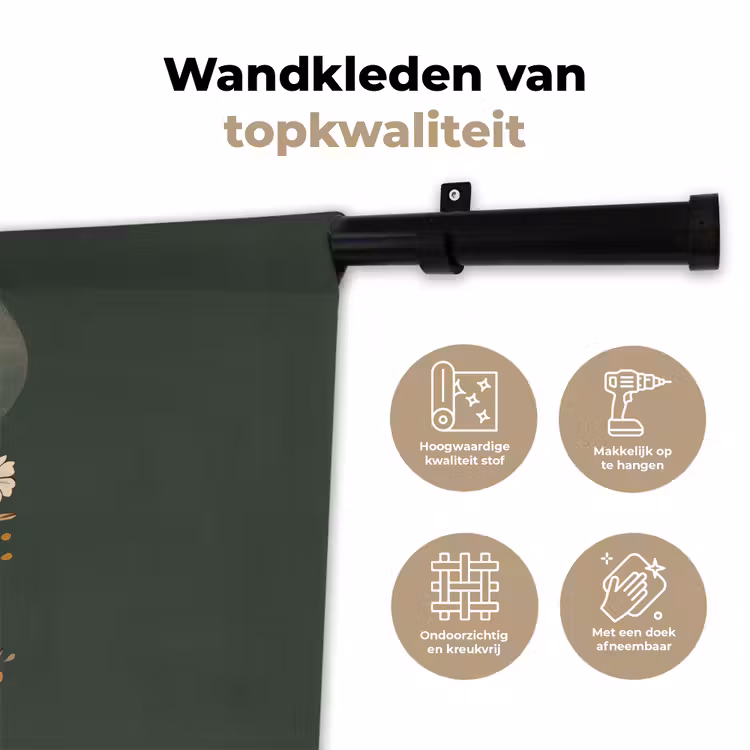 Wandkleed - Kop - Bloemen - Groen - Koffie — 3