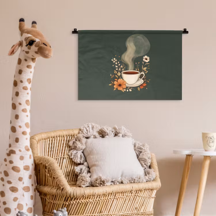 Wandkleed - Kop - Bloemen - Groen - Koffie — 5