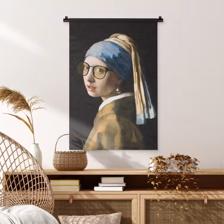 Wandkleed - Meisje met de parel - Johannes Vermeer - Bril — 4