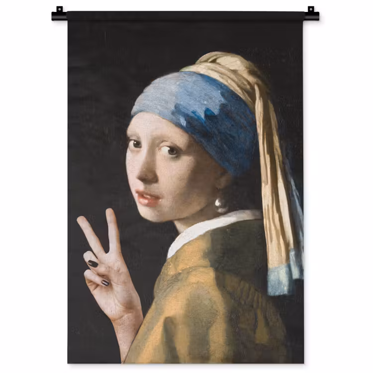 Wandkleed - Meisje met de parel - Johannes Vermeer - Peace — 1