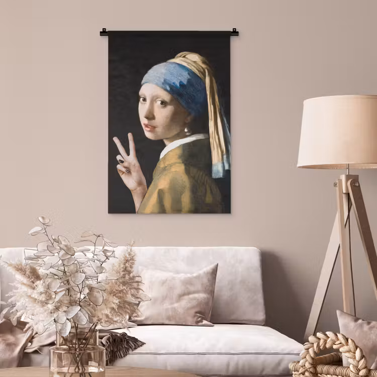 Wandkleed - Meisje met de parel - Johannes Vermeer - Peace — 2