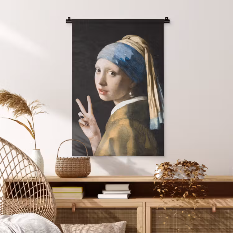Wandkleed - Meisje met de parel - Johannes Vermeer - Peace — 4