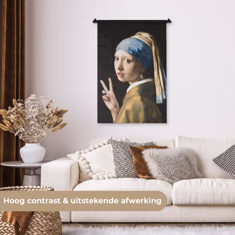 Wandkleed - Meisje met de parel - Johannes Vermeer - Peace — 5