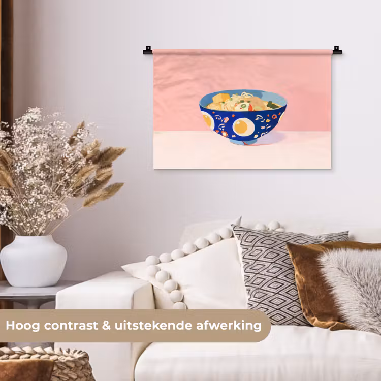 Wandkleed - Noodles - Kom - Blauw - Illustratie — 4