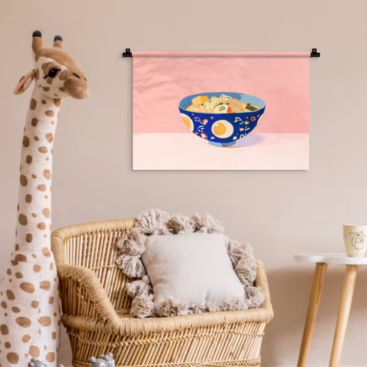 Wandkleed - Noodles - Kom - Blauw - Illustratie — 5