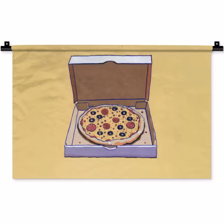 Wandkleed - Pizza - Doos - Salami - Illustratie — 1