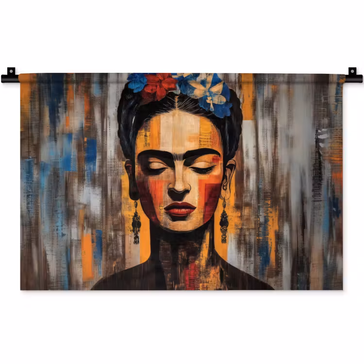 Wandkleed - Portret - Vrouw - Bloemen — 1