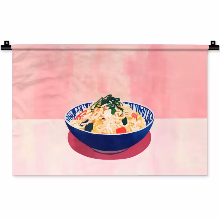 Wandkleed - Rijst - Illustratie - Kom - Groente — 1