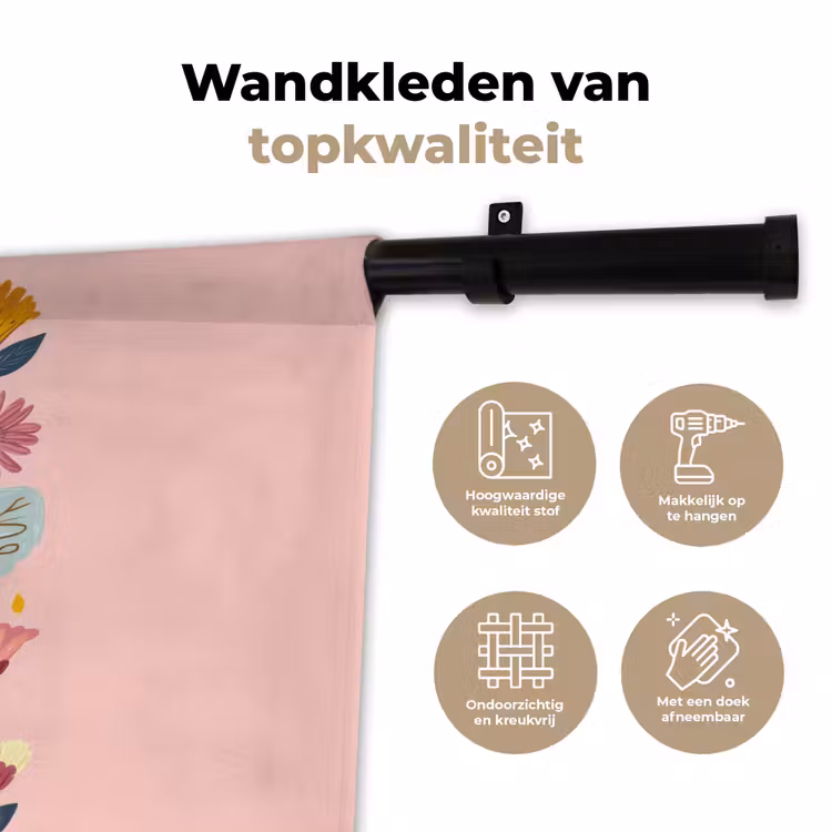 Wandkleed - Bij - Geel - Bloemen - Kleurrijk — 3