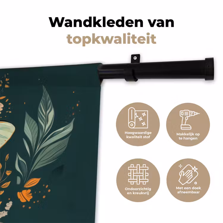 Wandkleed - Sierlijk - Vlinder - Groen - Bladeren — 3
