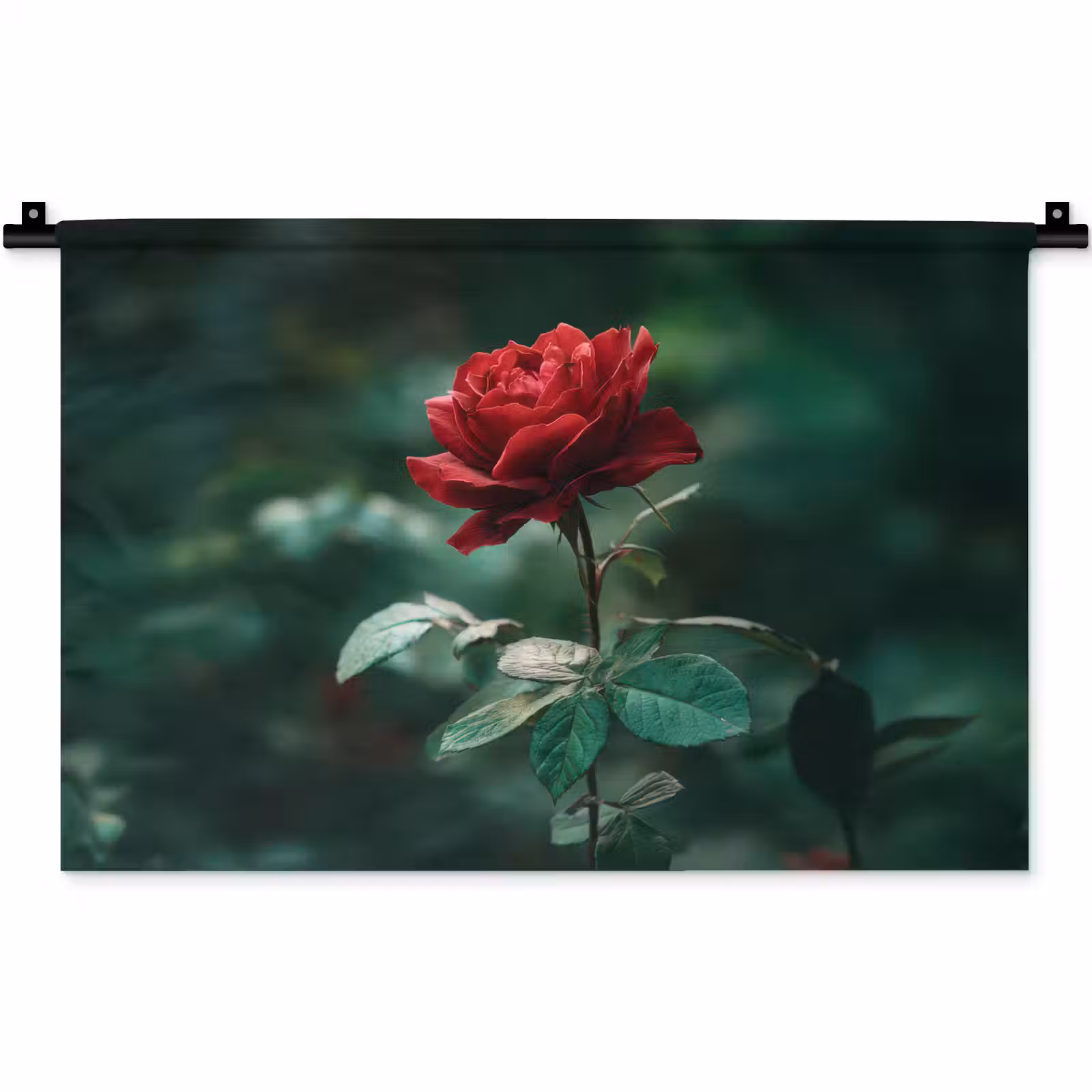 Wandkleed - Roos - Bladeren - Dieprood — 1