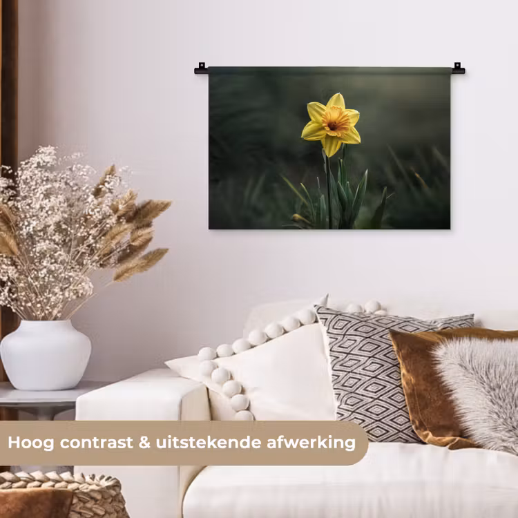 Wandkleed - Bloem - Narcis - Gras - Geel — 4
