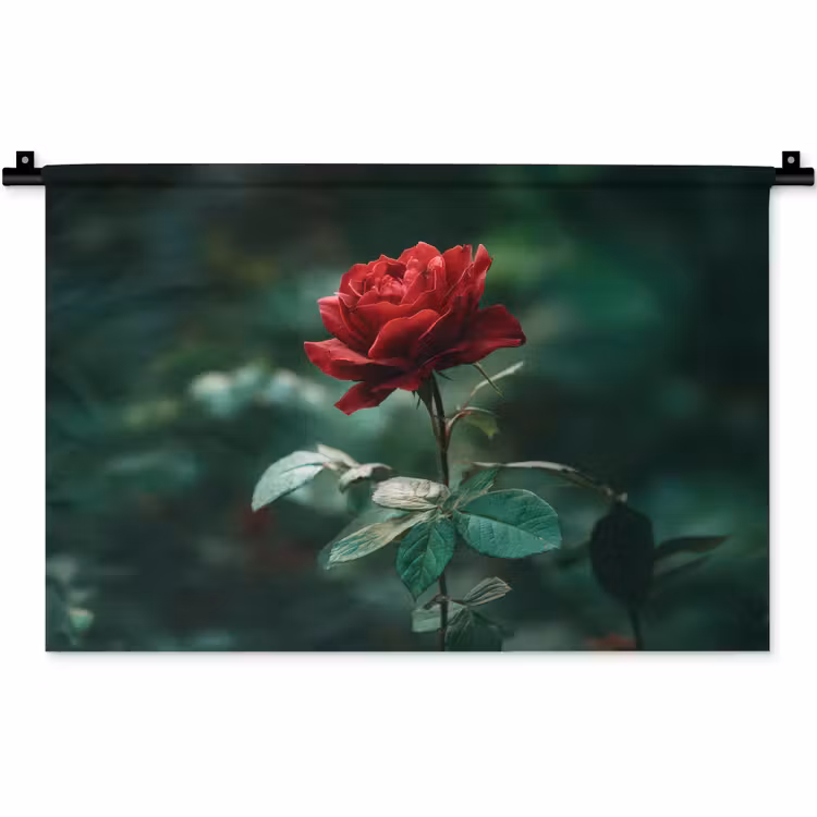 Wandkleed - Roos - Bladeren - Dieprood — 1