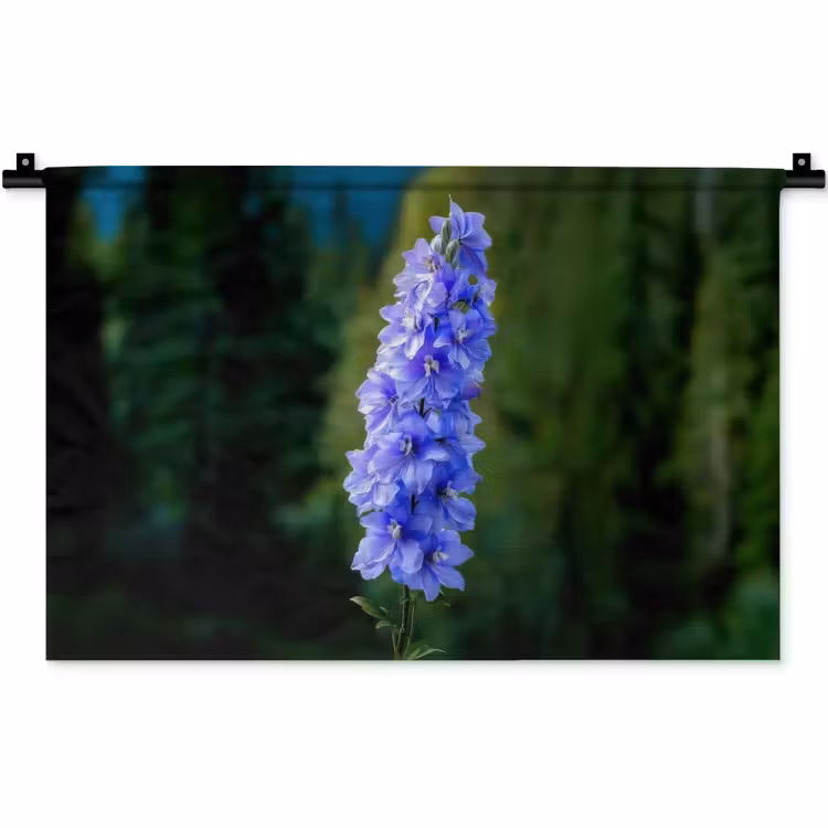 Wandkleed - Bloemen - Blauw - Dennenboom — 1