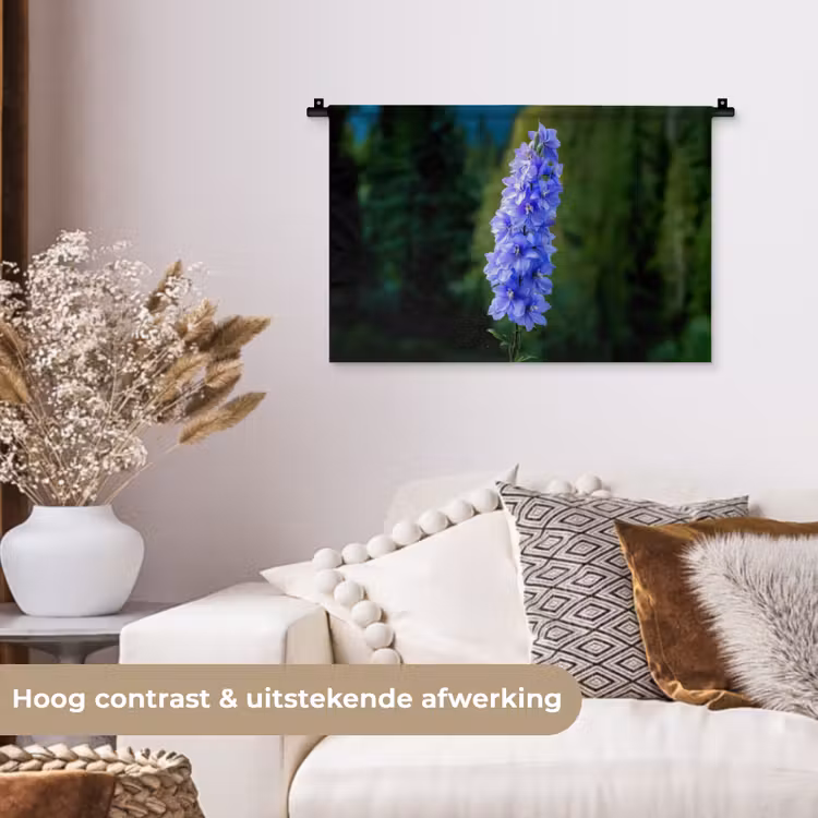 Wandkleed - Bloemen - Blauw - Dennenboom — 4