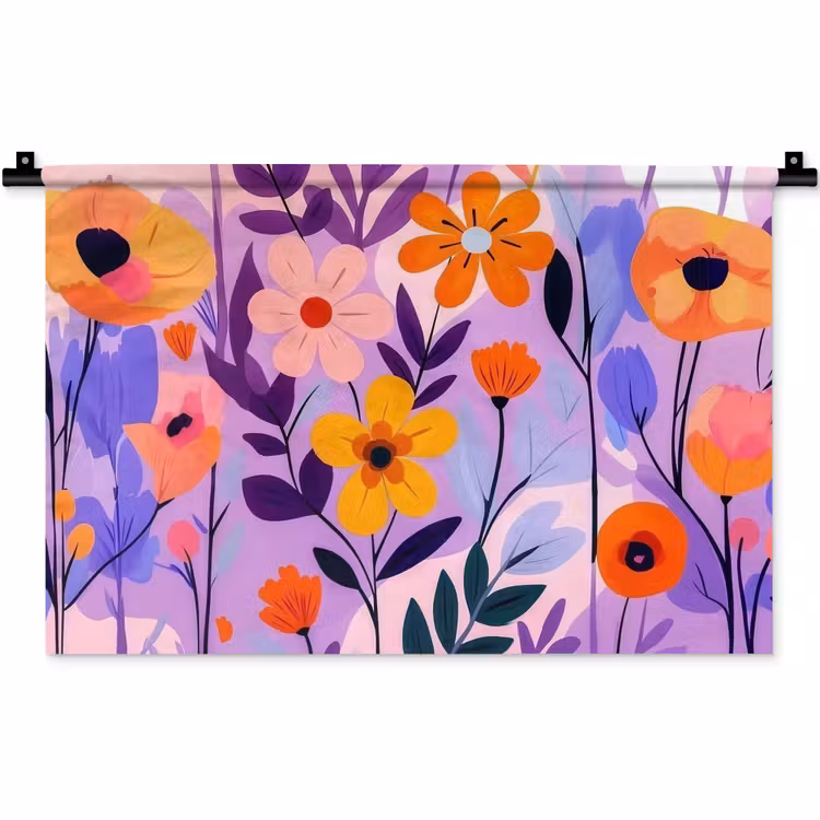 Wandkleed - Bloemen - Kleurrijk - Bladeren — 1
