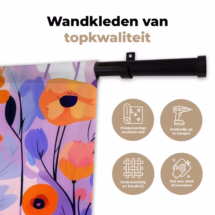 Wandkleed - Bloemen - Kleurrijk - Bladeren — 3