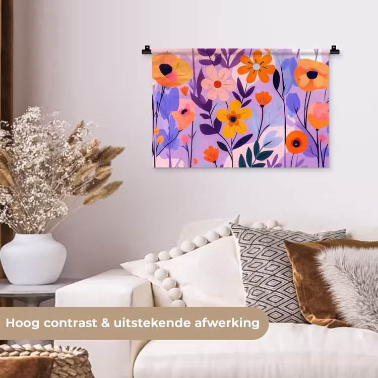 Wandkleed - Bloemen - Kleurrijk - Bladeren — 4