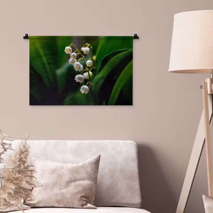 Wandkleed - Bloemen - Wit - Bladeren - Lelietjes — 2