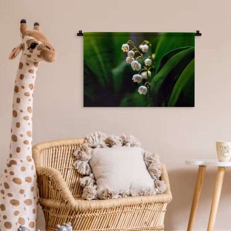 Wandkleed - Bloemen - Wit - Bladeren - Lelietjes — 5