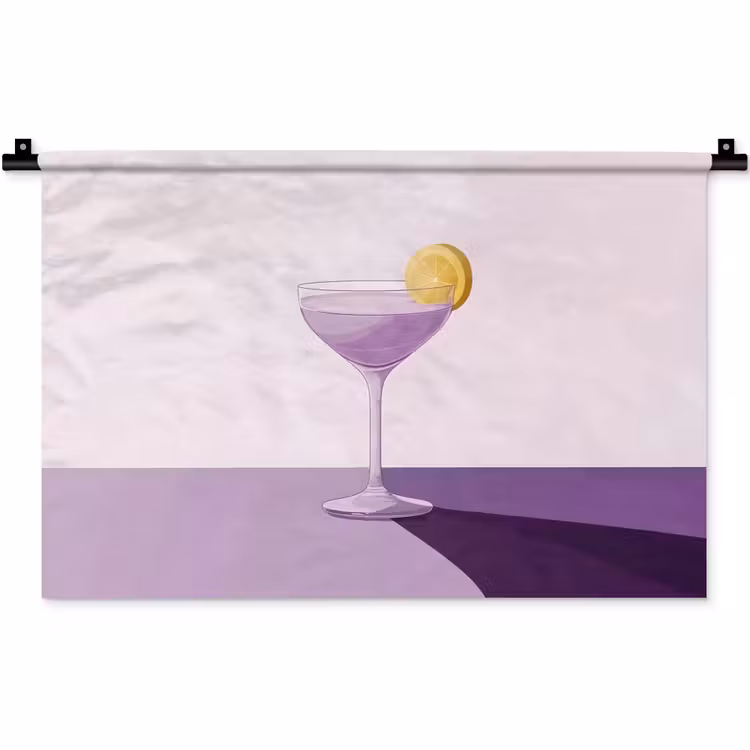 Wandkleed - Cocktail - Paars - Minimalistisch - Citroen — 1