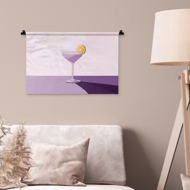 Wandkleed - Cocktail - Paars - Minimalistisch - Citroen — 2