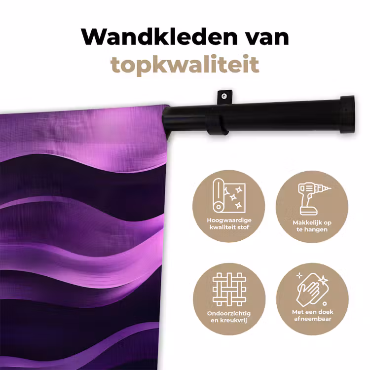 Wandkleed - Golven - Abstract - Paars — 3