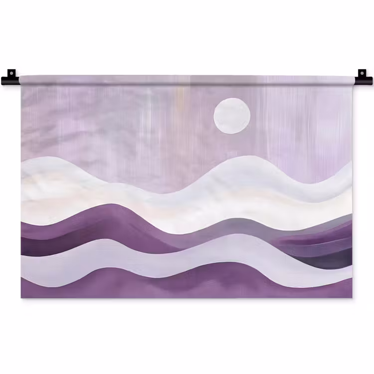 Wandkleed - Golven - Heuvels - Abstract - Paars — 1
