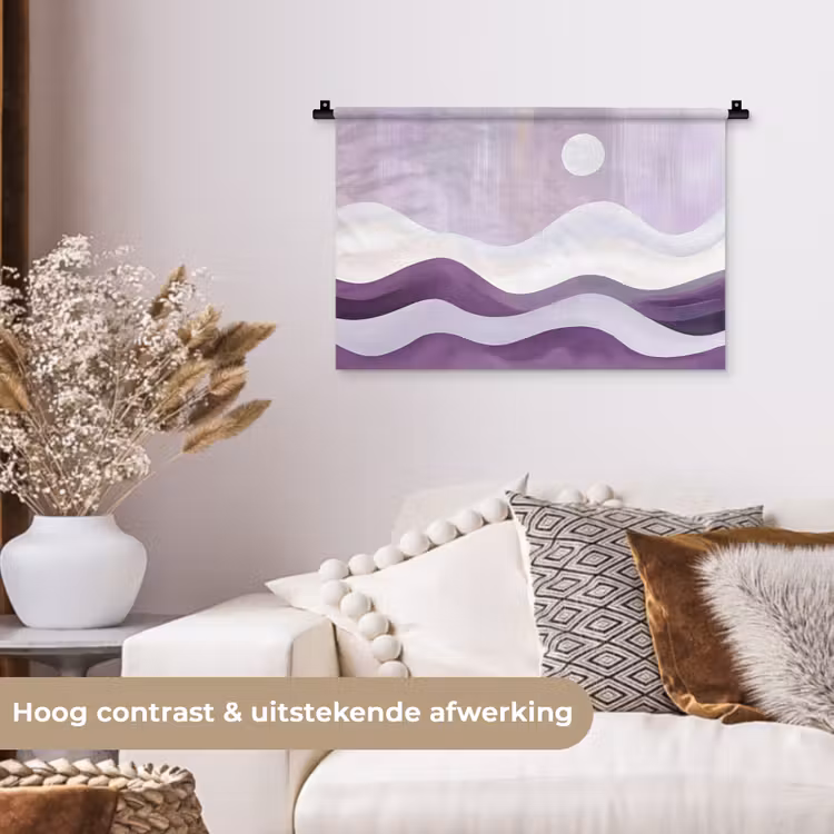 Wandkleed - Golven - Heuvels - Abstract - Paars — 4