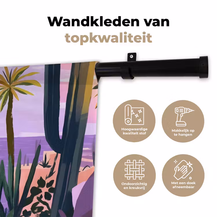 Wandkleed - Huizen - Minimalistisch - Palmbomen - Kust — 3