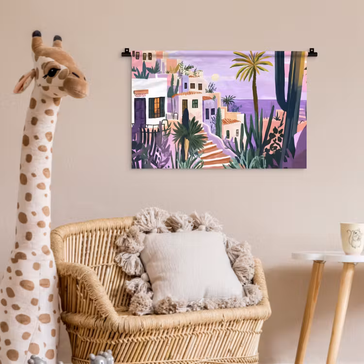 Wandkleed - Huizen - Minimalistisch - Palmbomen - Kust — 5