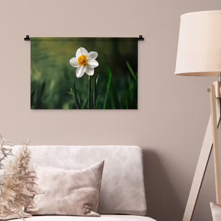 Wandkleed - Narcis - Bloem - Wit - Grassprieten — 2