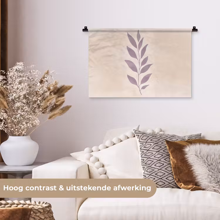 Wandkleed - Tak - Bladeren - Minimalistisch - Beige — 4