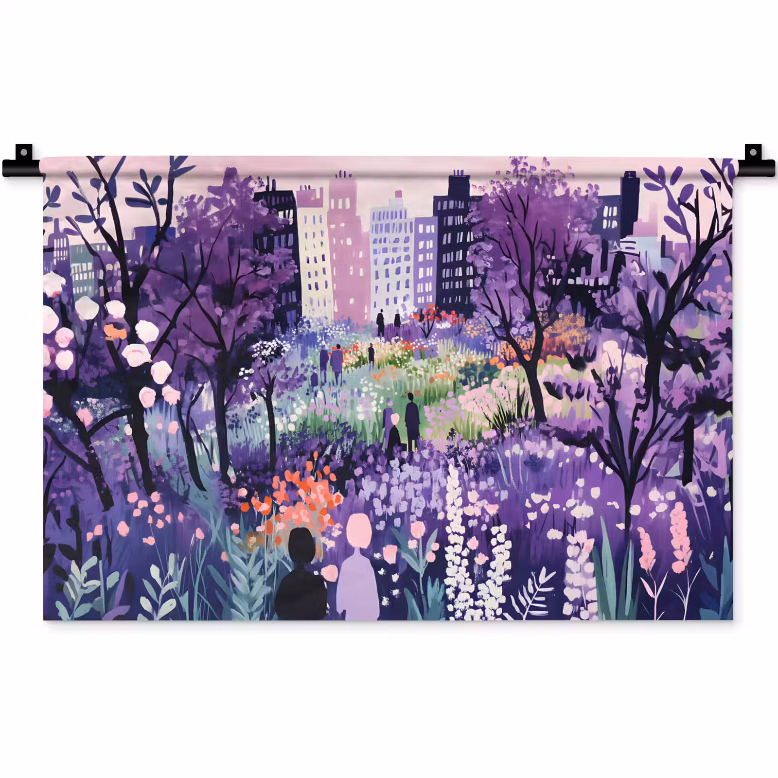 Wandkleed - Park - Bomen - Bloemen - Gebouwen — 1