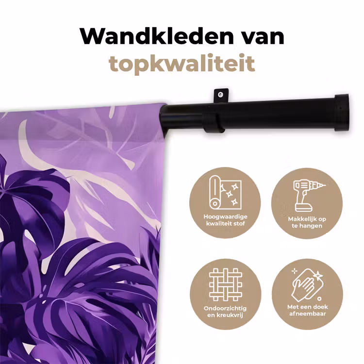 Wandkleed - Bladeren - Paars - Tropisch - Abstract — 3