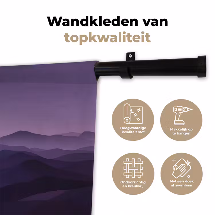 Wandkleed - Heuvels - Paars - Mist - Zon — 3