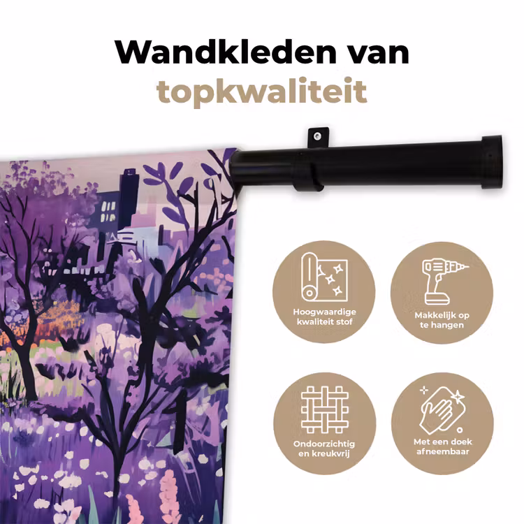 Wandkleed - Park - Bomen - Bloemen - Gebouwen — 3