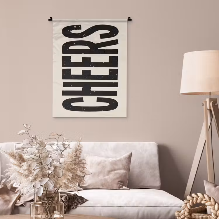 Wandkleed - Cheers - Japandi - Zwart - Letters — 2
