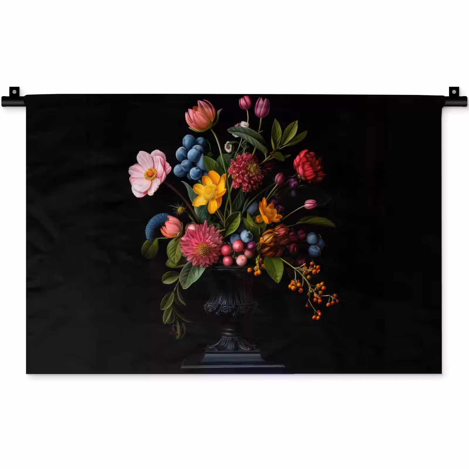 Wandkleed - Bloemen - Vrolijk - Vaas — 1