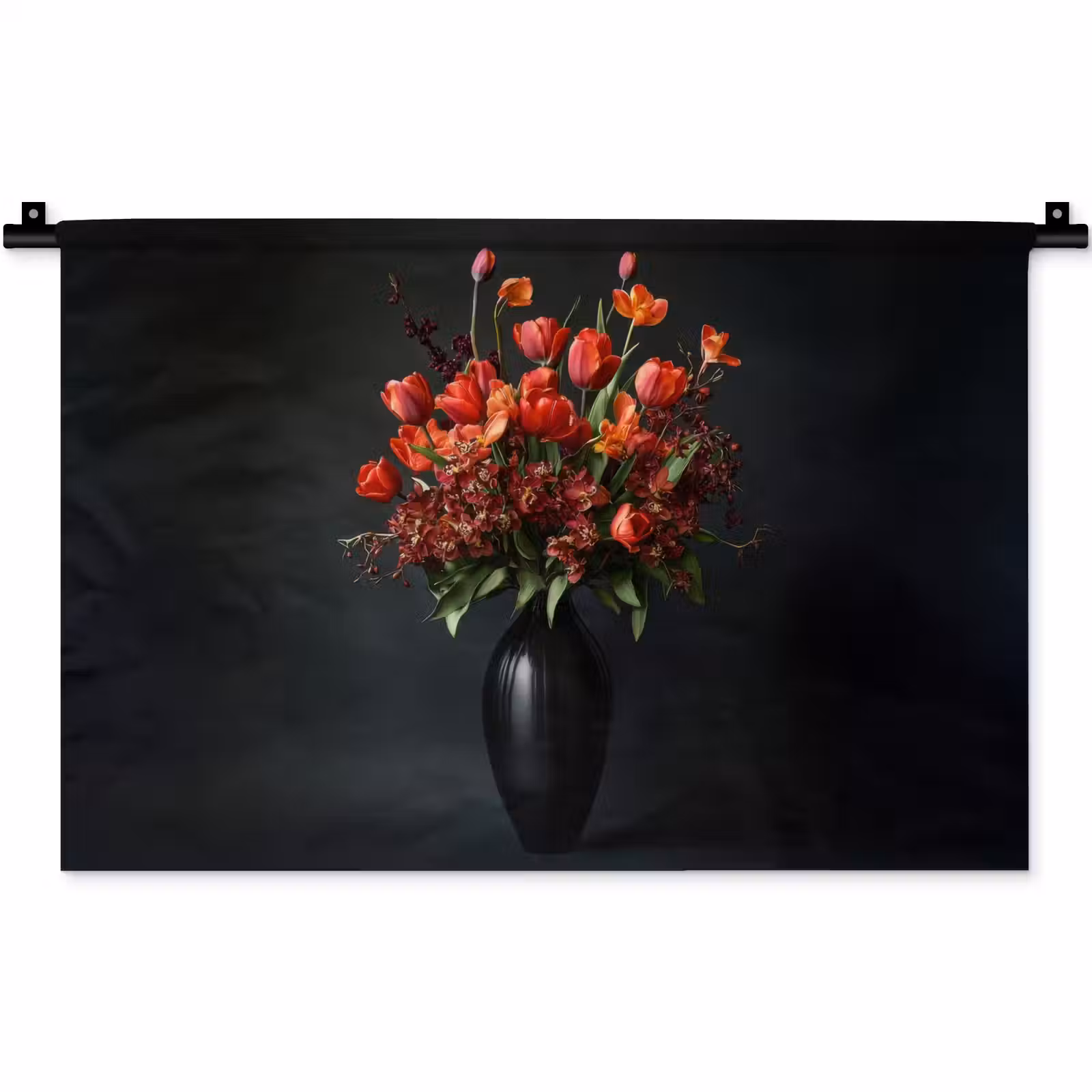 Wandkleed - Boeket - Tulpen - Vaas - Rood — 1