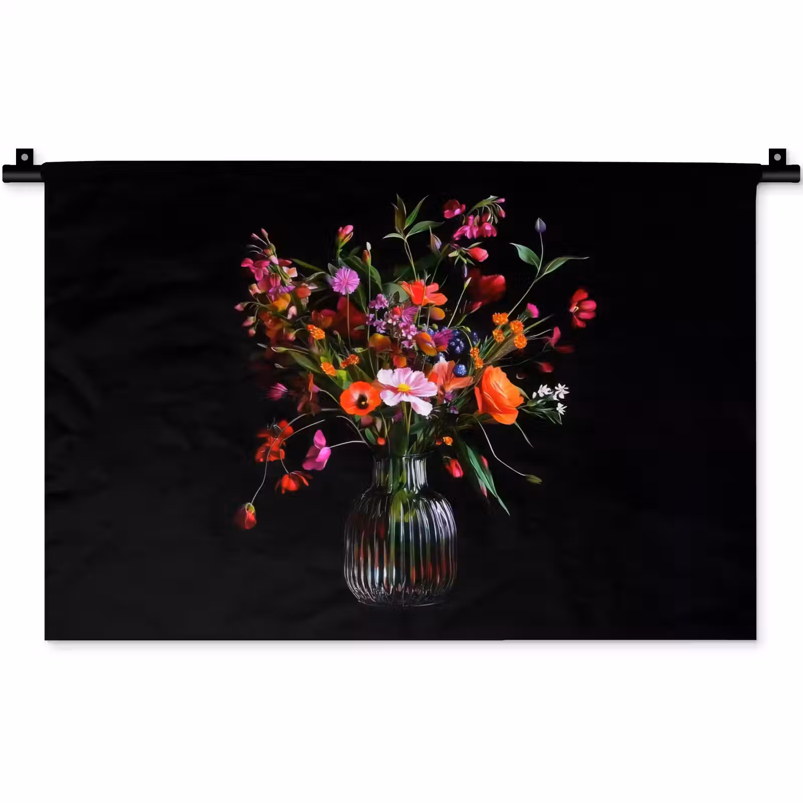 Wandkleed - Boeket - Veldbloemen - Vaas — 1