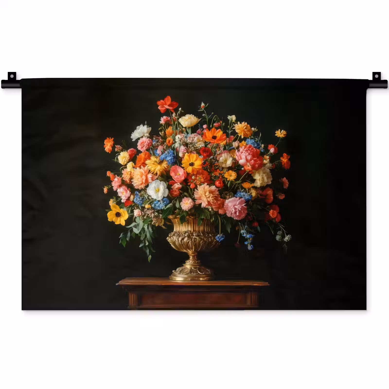 Wandkleed - Goud - Bloemen - Kleuren - Vaas — 1