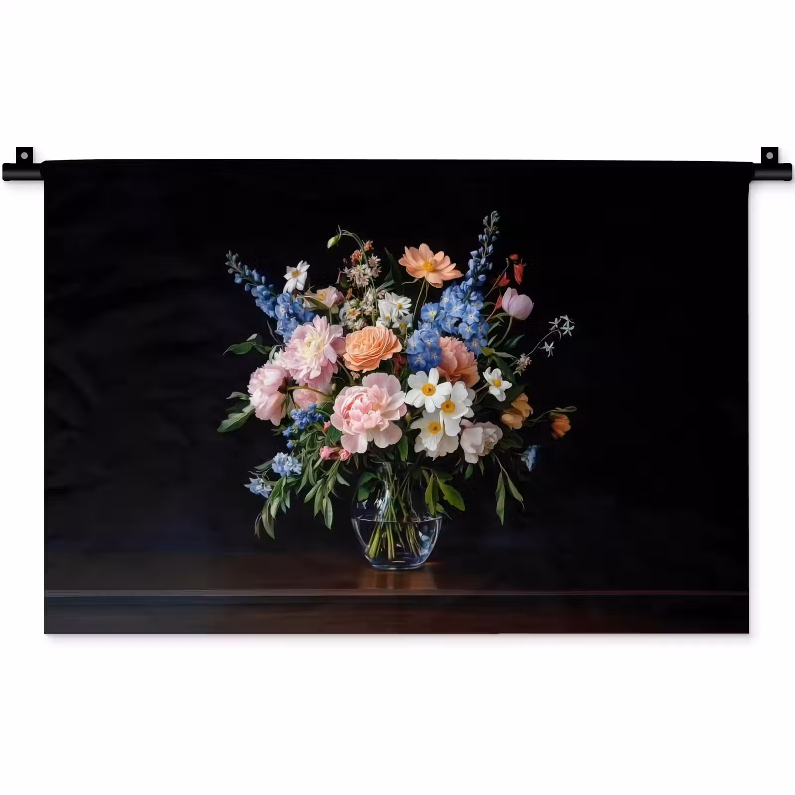 Wandkleed - Pastel - Bloemen - Glazen - Vaas — 1