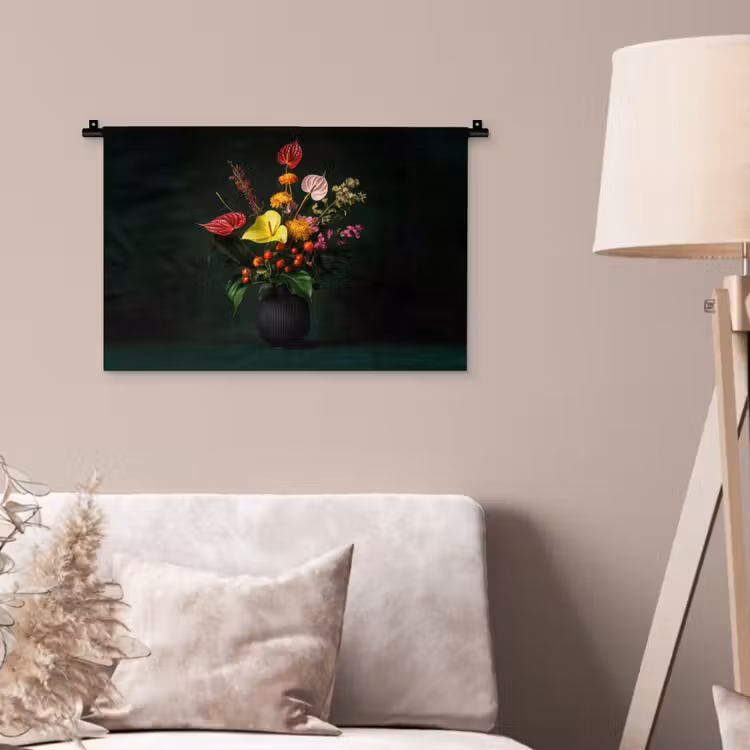 Wandkleed - Bloemen - Vaas - Zwart — 2