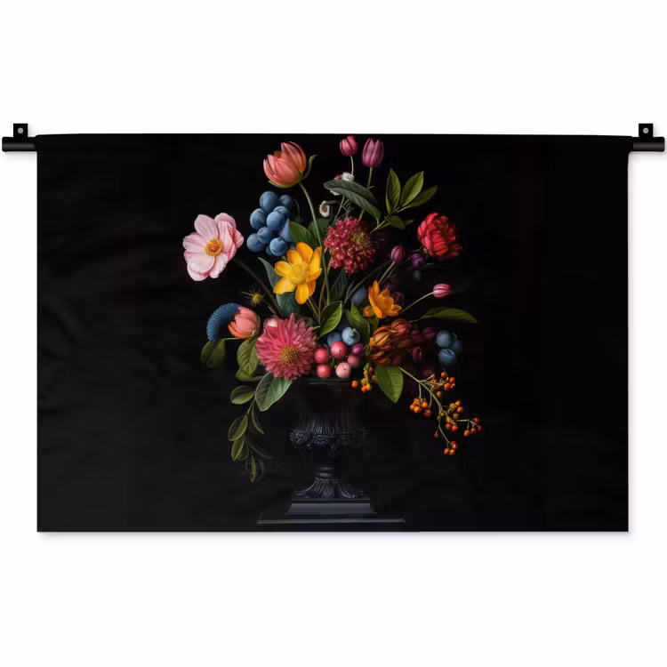 Wandkleed - Bloemen - Vrolijk - Vaas — 1