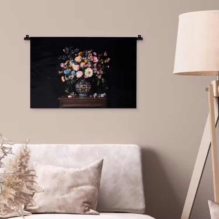 Wandkleed - Bloemenvaas - Hout - Bloemen - Boeket — 2
