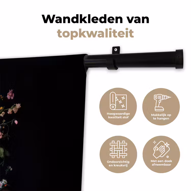 Wandkleed - Bloemenvaas - Hout - Bloemen - Boeket — 3