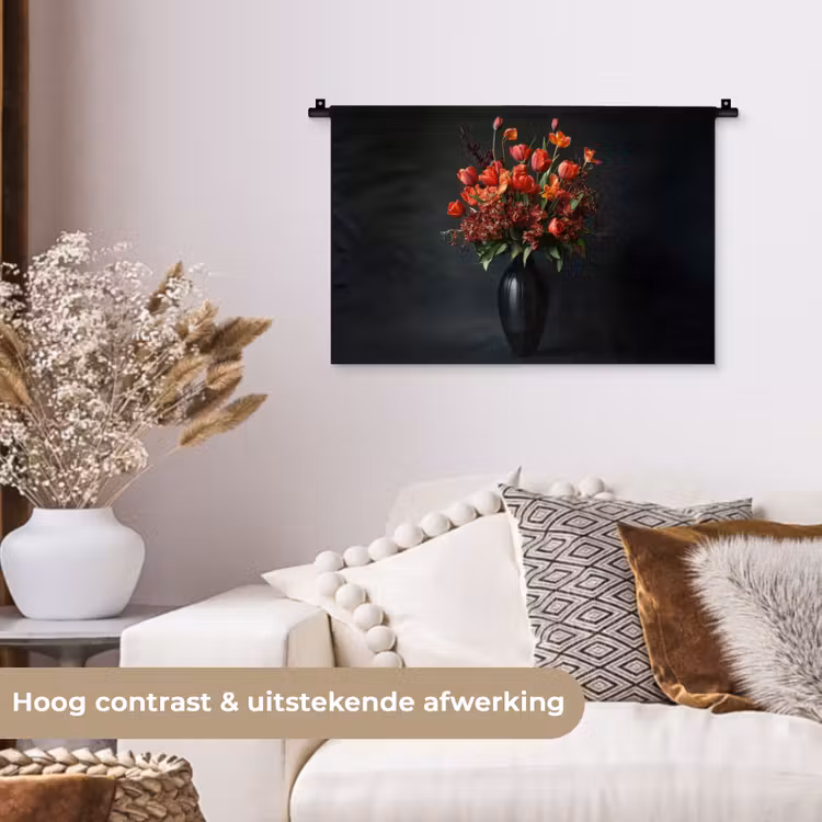 Wandkleed - Boeket - Tulpen - Vaas - Rood — 4