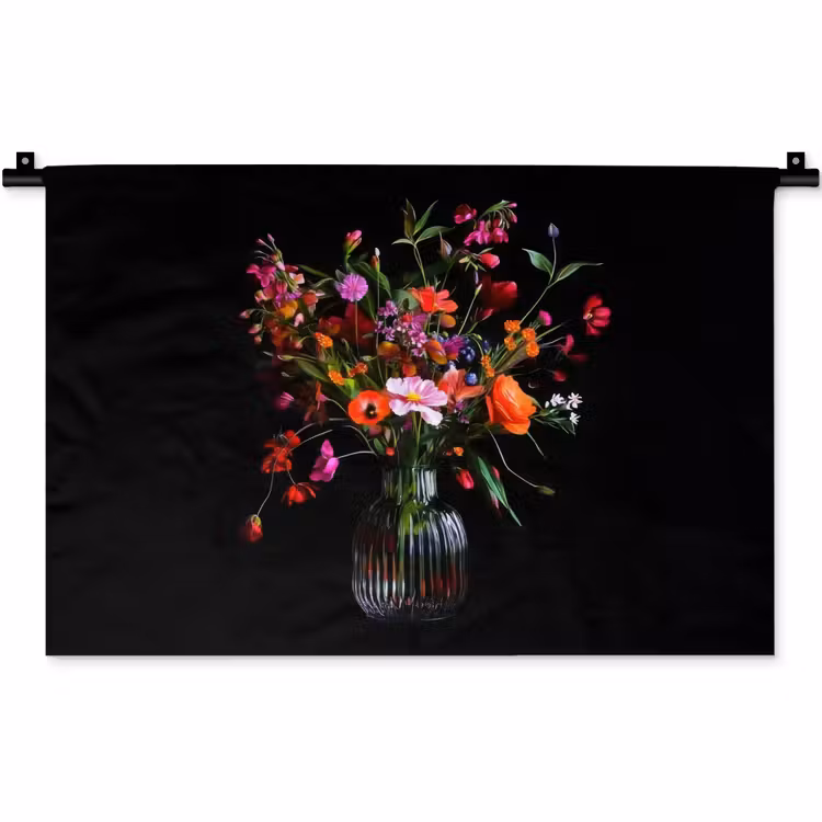 Wandkleed - Boeket - Veldbloemen - Vaas — 1