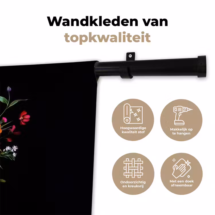 Wandkleed - Boeket - Veldbloemen - Vaas — 3